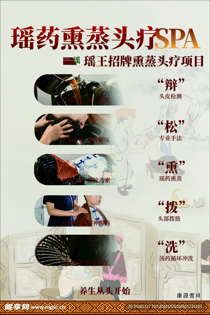瑶药熏蒸头疗SPA海报