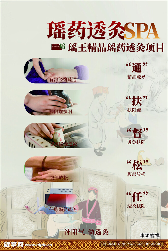 瑶药透灸SPA养生海报