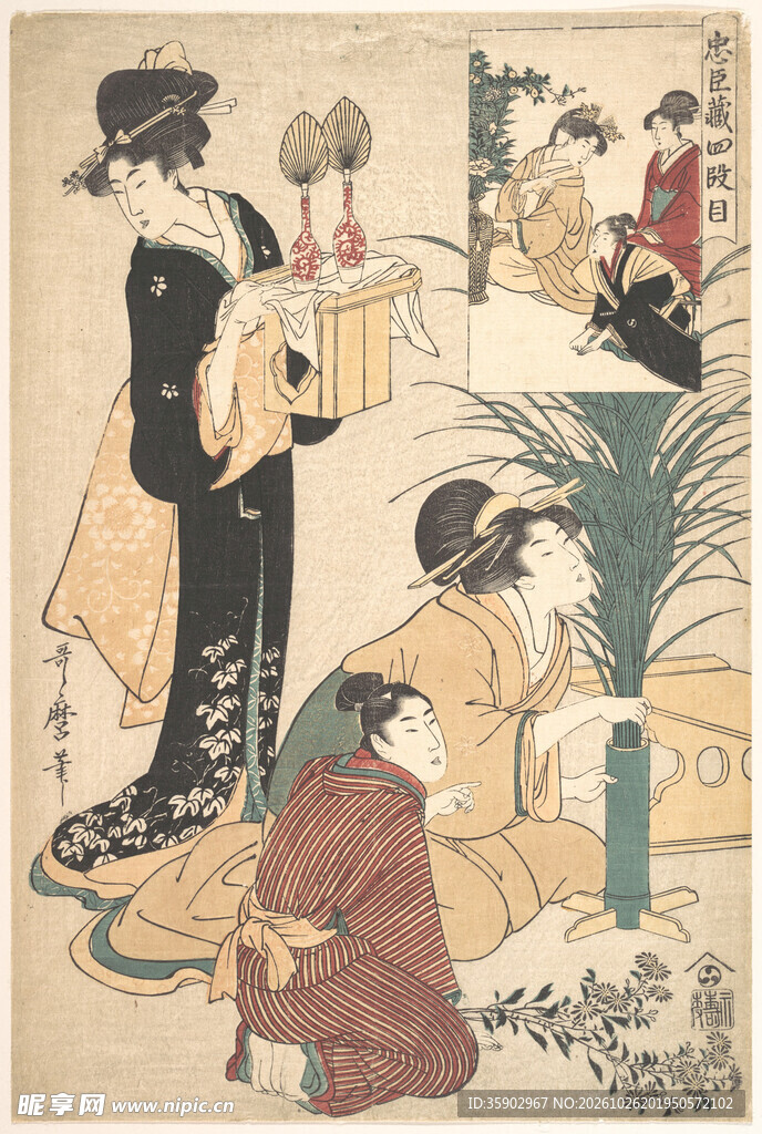 日本浮世绘仕女图