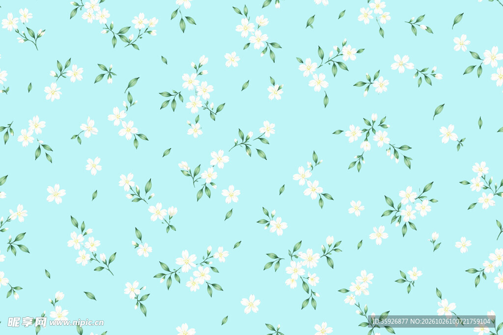 清新浅蓝小碎花背景