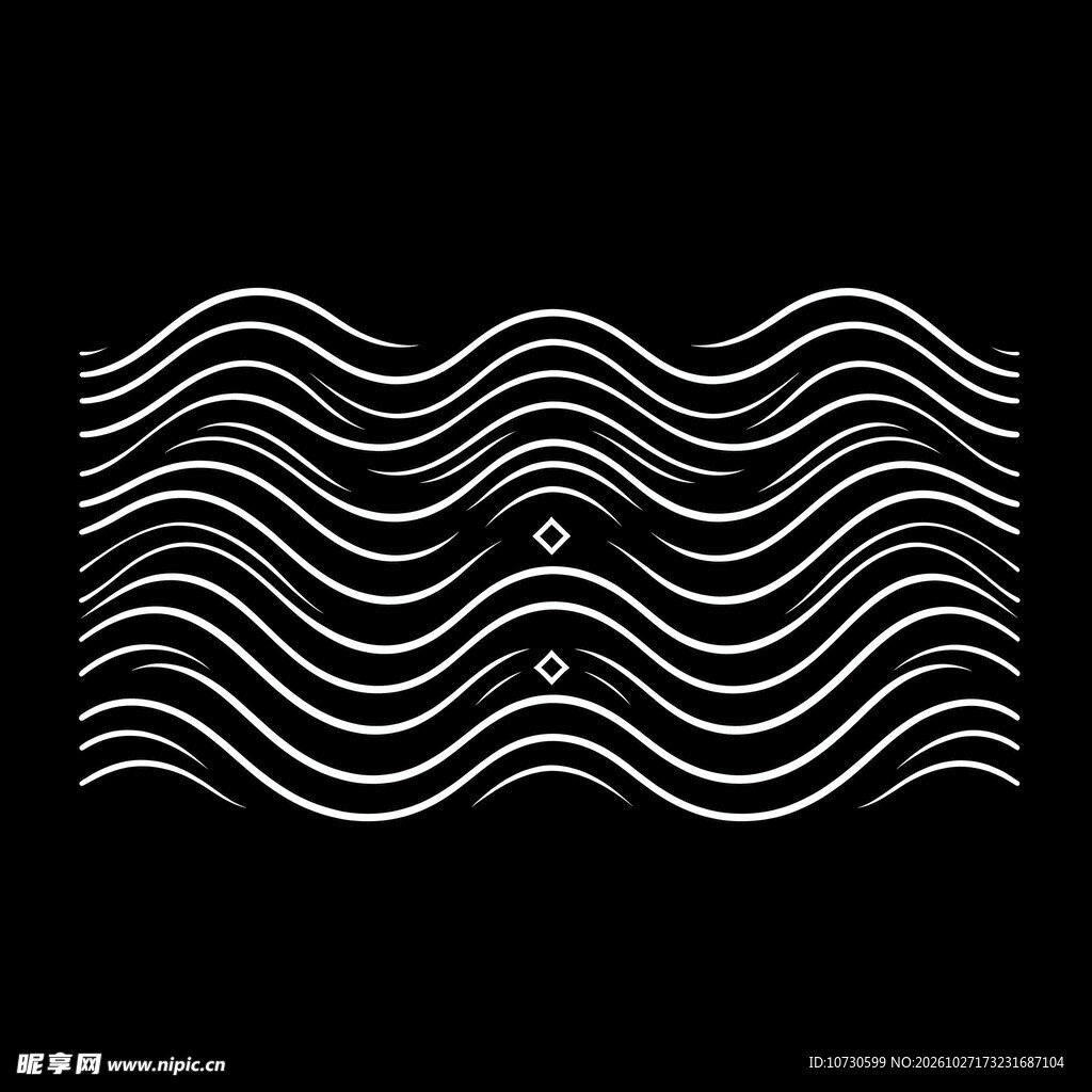 黑白波浪抽象线条图案