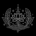 黑底线描莲花装饰图案
