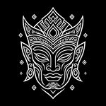 复古泰式神像面具线稿