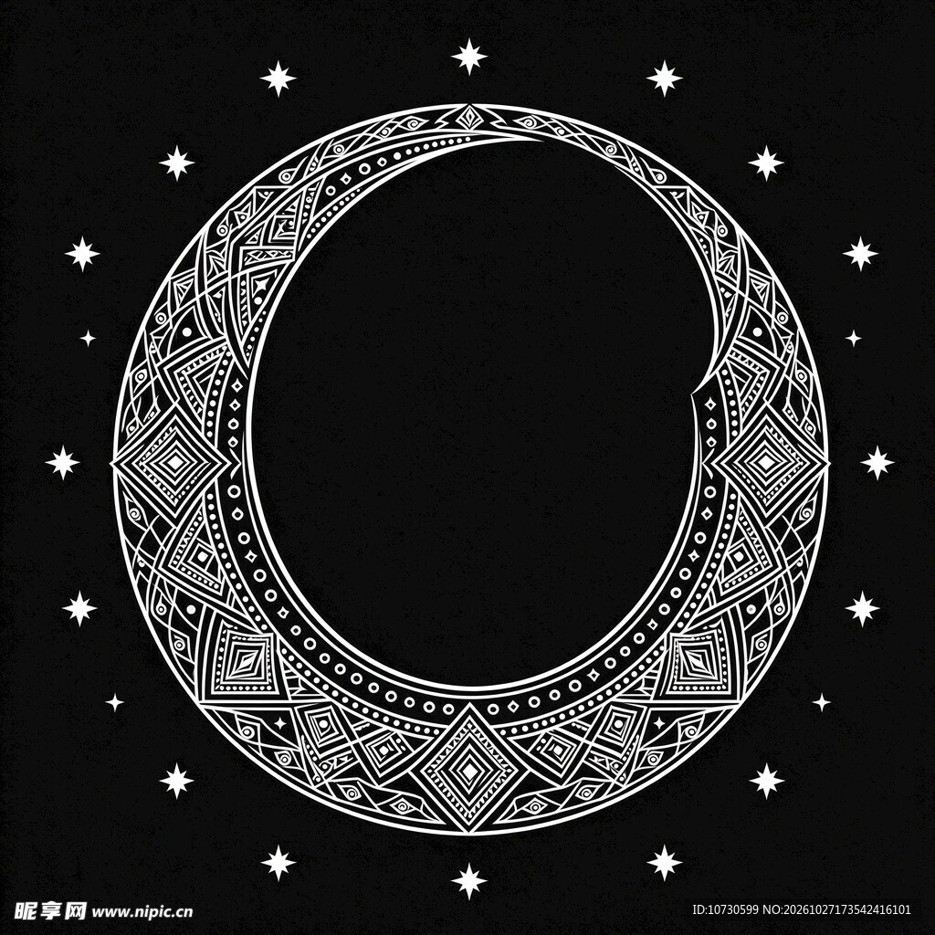 精致复古星月装饰纹样