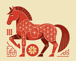 民俗风红马装饰插画