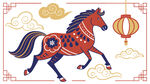 国潮风生肖马插画