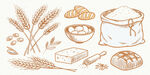 手绘烘焙小麦食材合集