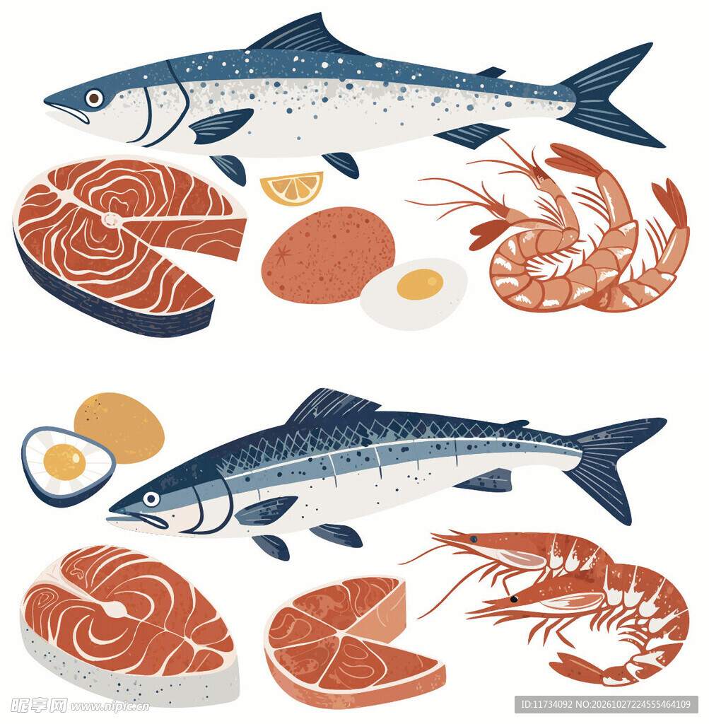 海鲜水产食材插画