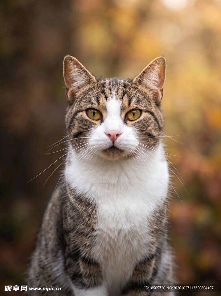 秋日萌趣虎斑猫咪