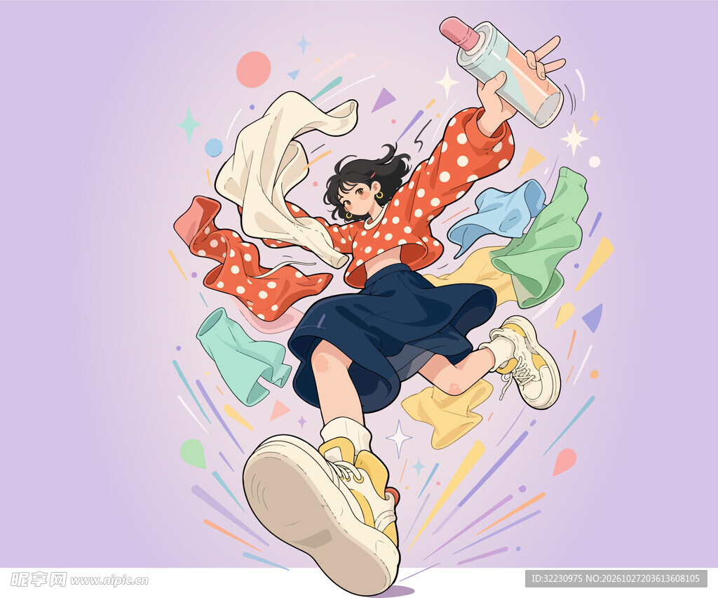 活力跃动少女插画