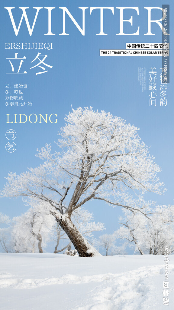 立冬雪景主题海报