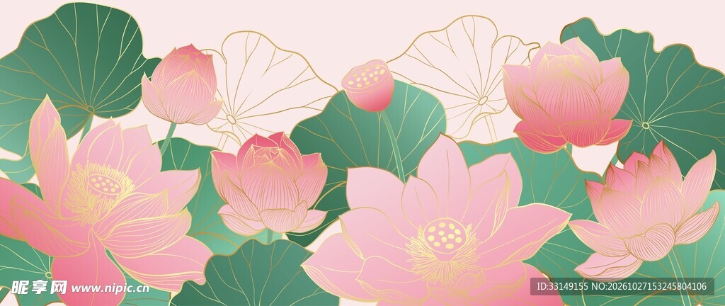描金荷花素材