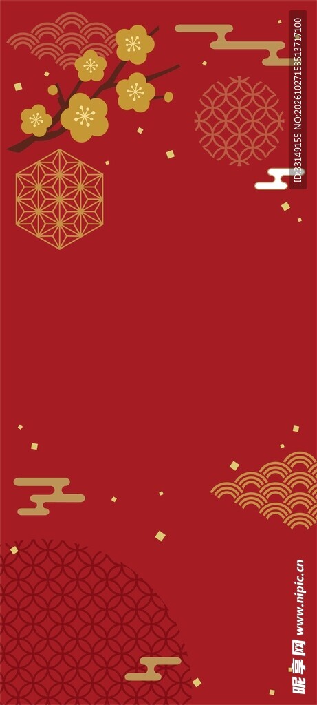 国潮红金背景