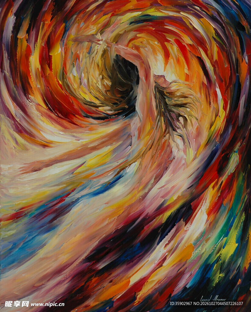 炫彩漩涡抽象油画
