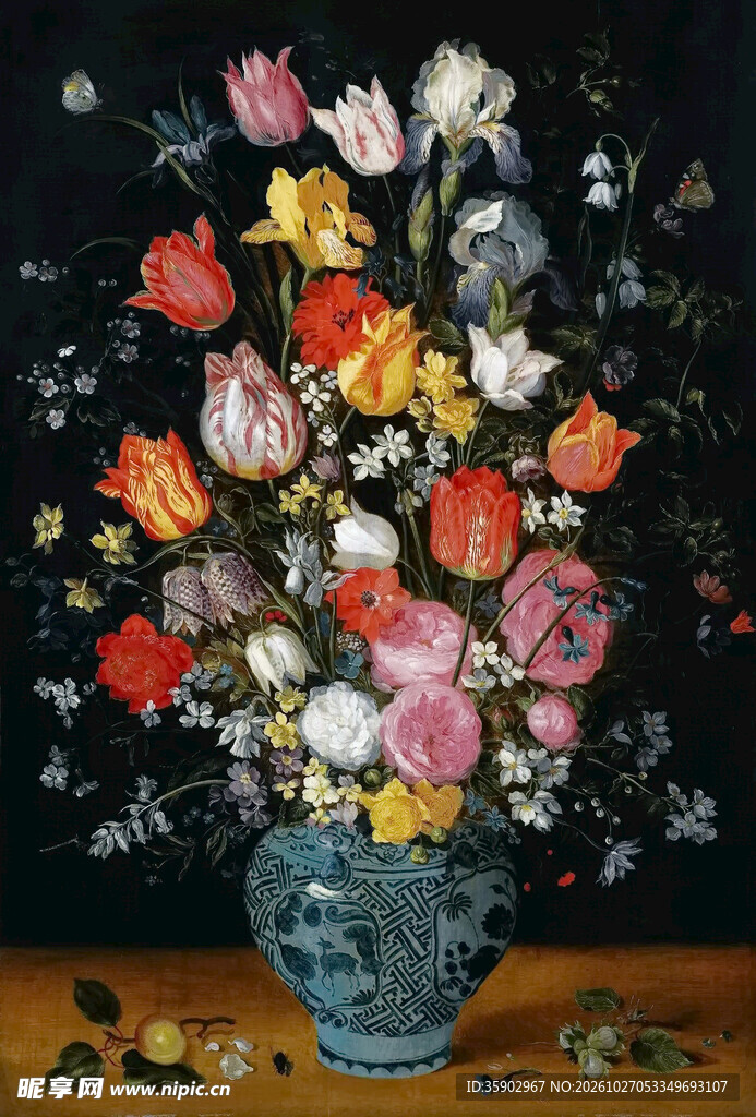 瓶花静物古典油画