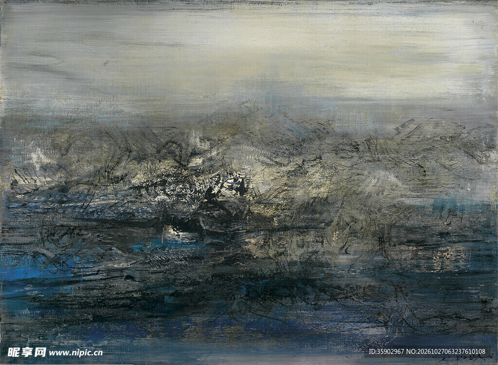 抽象朦胧海景油画