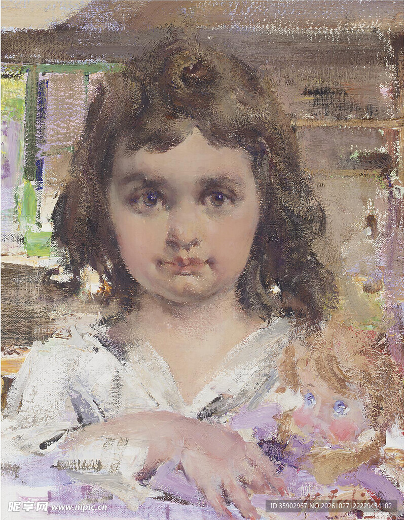古典少女肖像油画