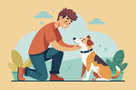 人与爱犬温馨互动