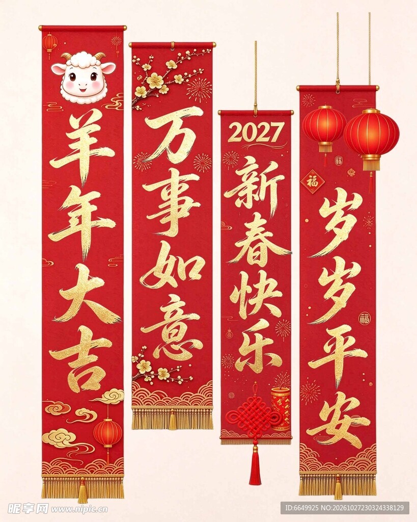 2027羊年新春对联挂饰