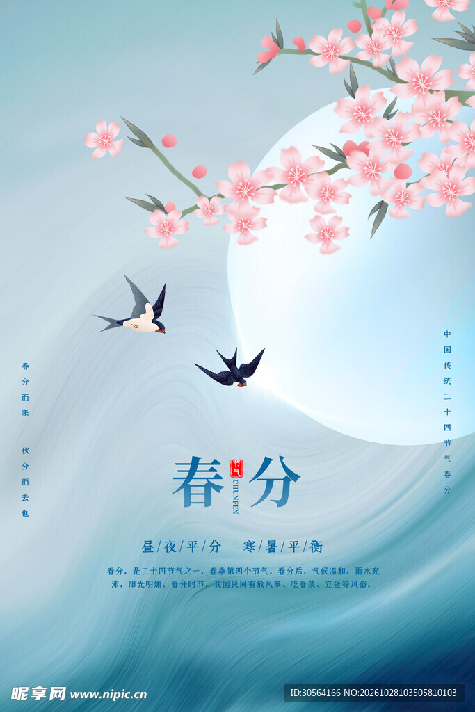 春分节气清新海报