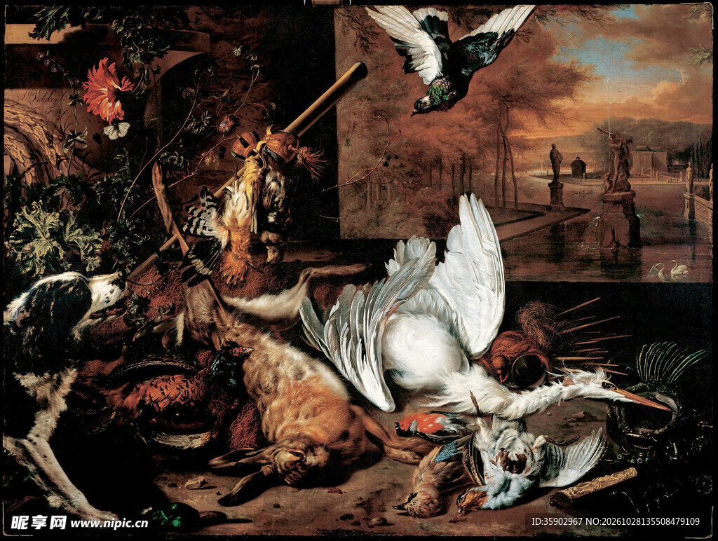 古典狩猎禽鸟油画