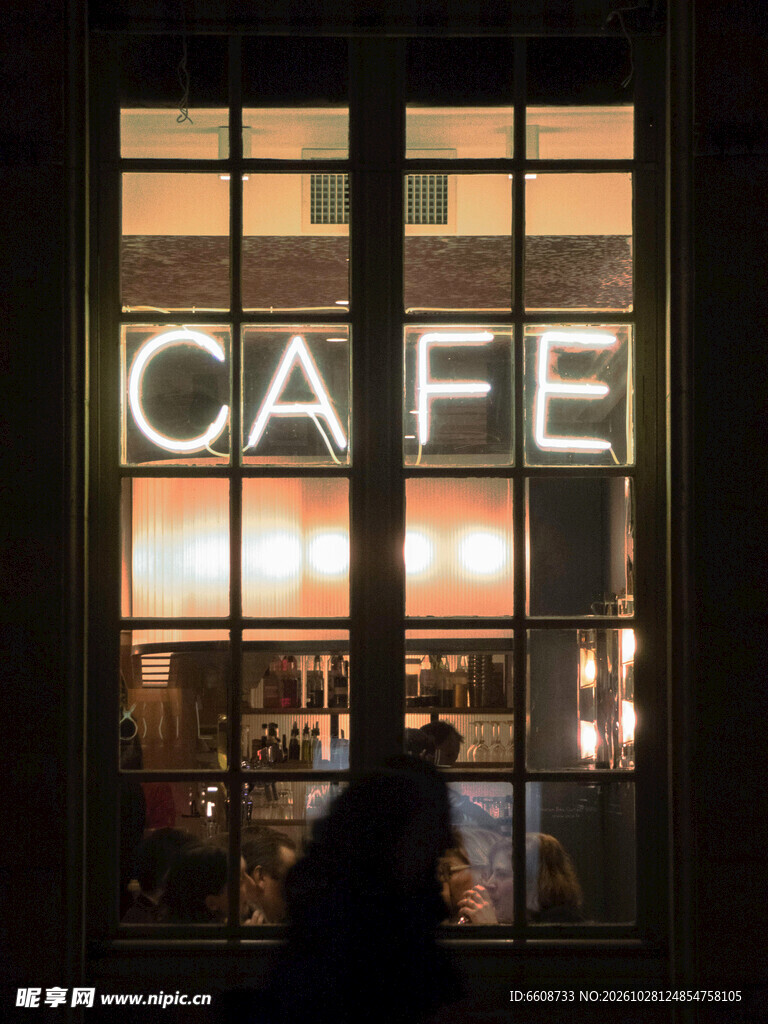 咖啡馆窗CAFE发光标识