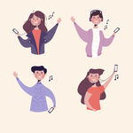 听音乐的活力青年插画