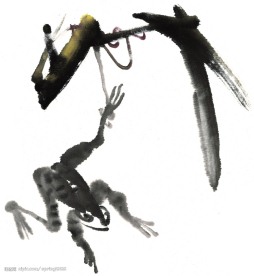 水墨风格的青蛙