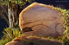 PSD经典绘图，树林里的石头--