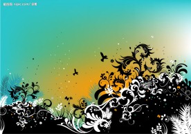 时尚潮流黑白花纹还包括各种鸟类剪影等元素