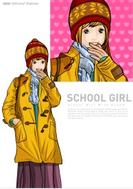 学生妹矢量插画