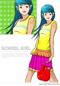 学生妹矢量插画