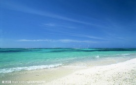 海边阳光沙滩、蓝天海滨风光