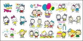 Kiki & Coco卡通形象矢量元素