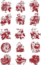 经典传统文化 剪纸 矢量图 ai