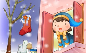 圣诞冬日童年插画