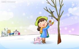 圣诞冬日童年插画