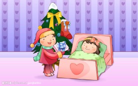 圣诞冬日童年插画