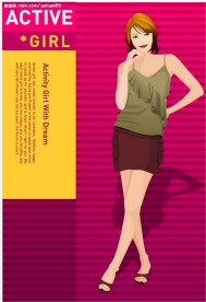 韩国美女矢量图