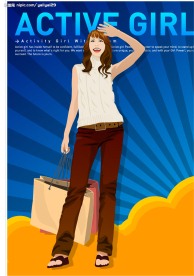 韩国美女矢量图