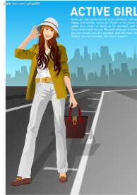 韩国美女矢量图