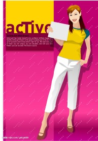 韩国美女矢量图