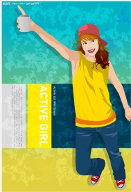 韩国美女矢量图