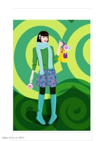 矢量卡通韩国美女