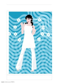 矢量卡通韩国美女