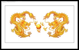 金色二龙戏珠