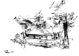 钢笔画名片素材