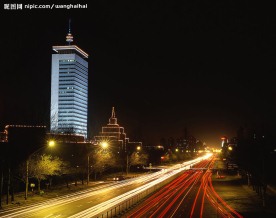 北京夜景,夜景道路素材