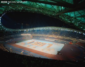 上海城市风景,上海夜景,运动会馆