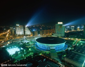 上海城市夜景,体育场素材